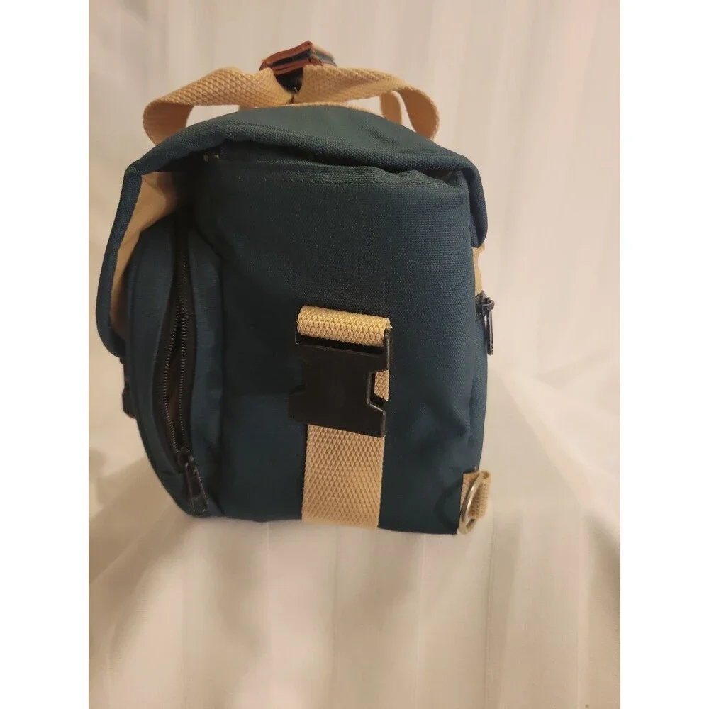 Vtg Canon Camera Bag Organizer Green Pocket Shoulder Strap Carry Case Korea Euc